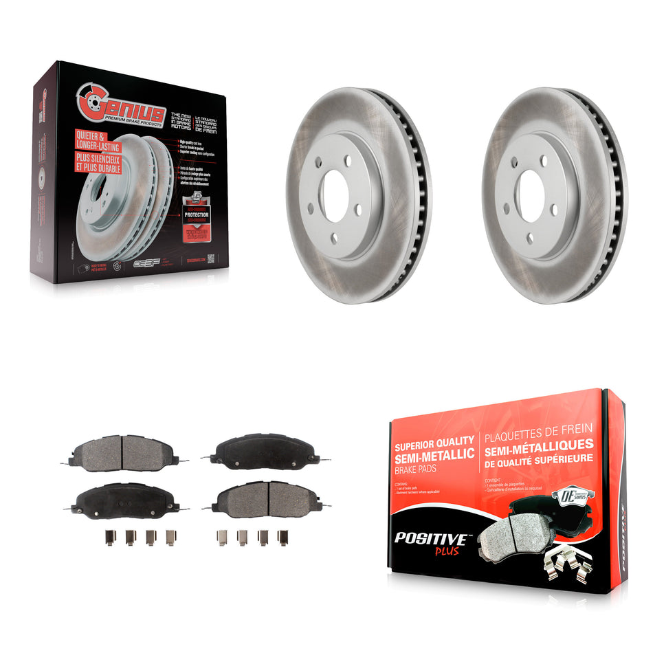 Front Coated Disc Brake Rotors And Semi-Metallic Pads Kit For 2005-2010 Ford Mustang Base KGF-100100