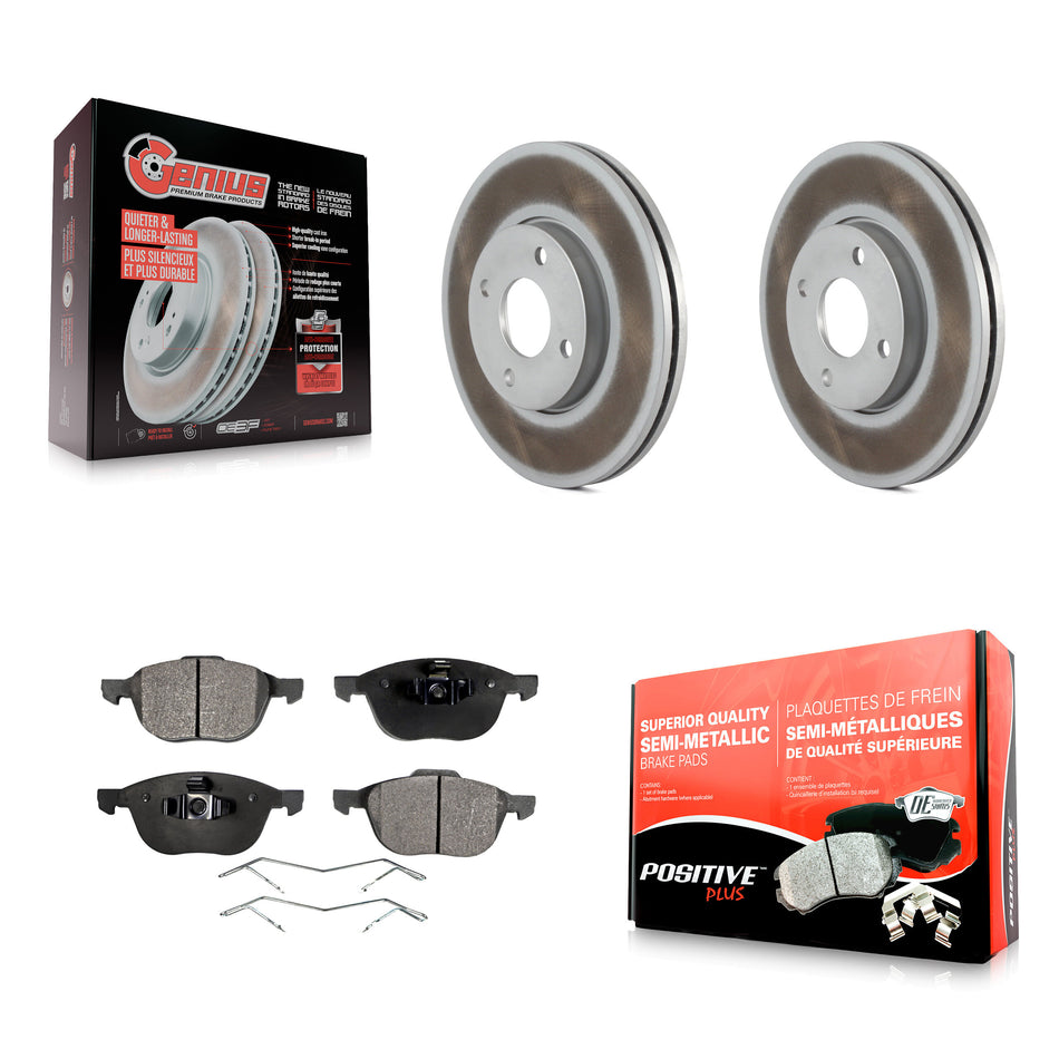 Front Coated Disc Brake Rotors And Semi-Metallic Pads Kit For 2005-2007 Ford Focus KGF-100101