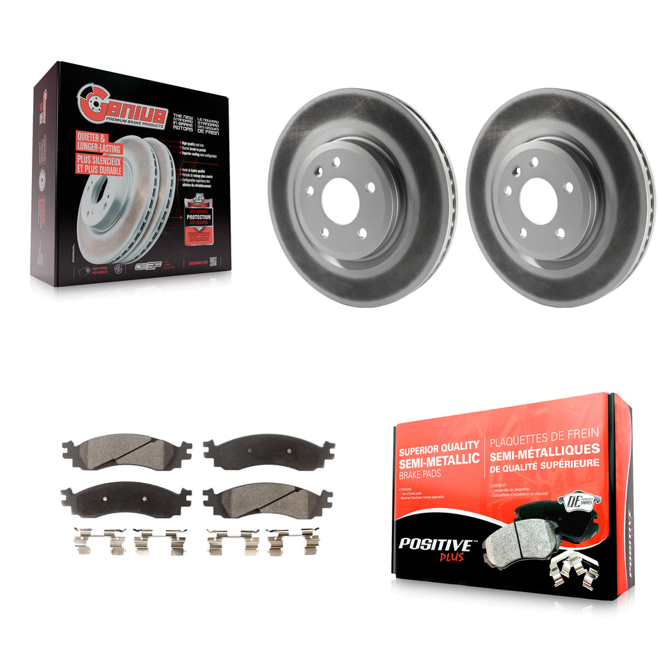 Front Coated Disc Brake Rotors And Semi-Metallic Pads Kit For 2010-2012 Ford Taurus SHO KGF-100114