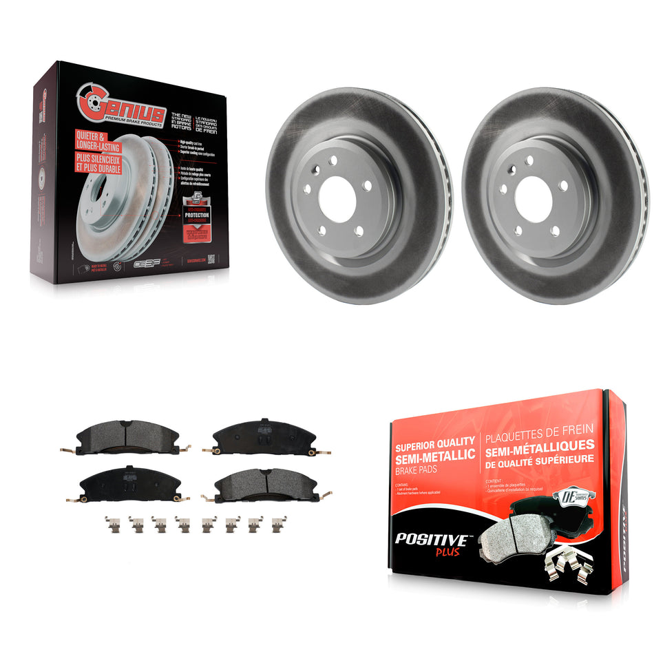 Front Coated Disc Brake Rotors And Semi-Metallic Pads Kit For 2013 Ford Explorer Sport With Heavy Duty Brakes KGF-100117