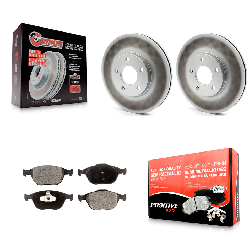 Front Coated Disc Brake Rotors And Semi-Metallic Pads Kit For 2010-2013 Ford Connect KGF-100118
