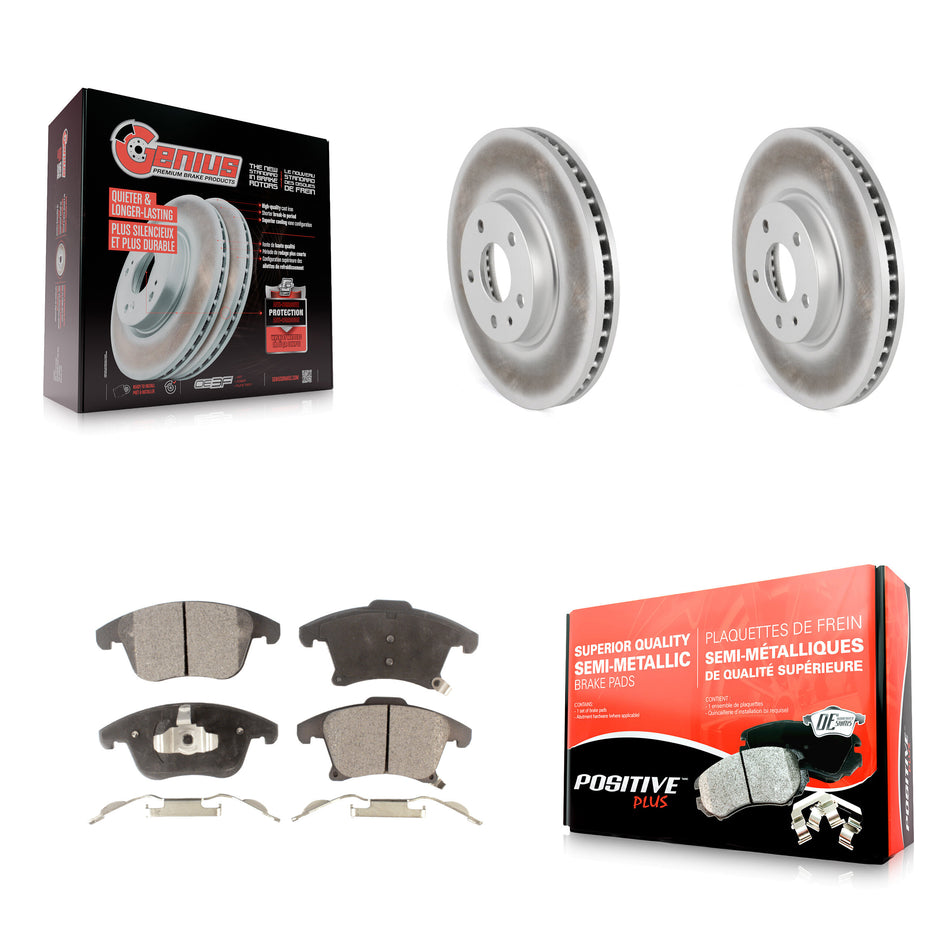 Front Coated Disc Brake Rotors And Semi-Metallic Pads Kit For Ford Fusion Lincoln MKZ KGF-100124
