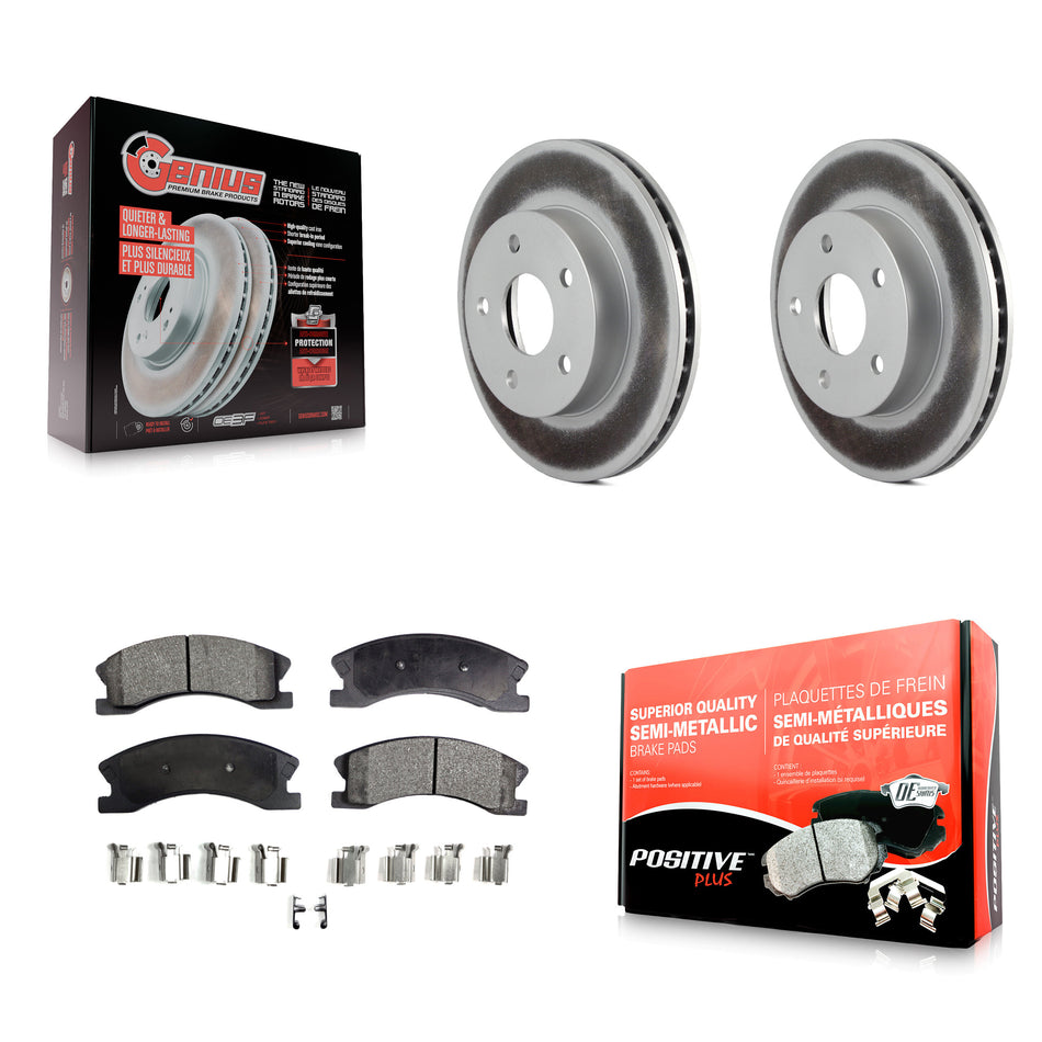 Front Coated Disc Brake Rotors And Semi-Metallic Pads Kit For Jeep Grand Cherokee KGF-100135
