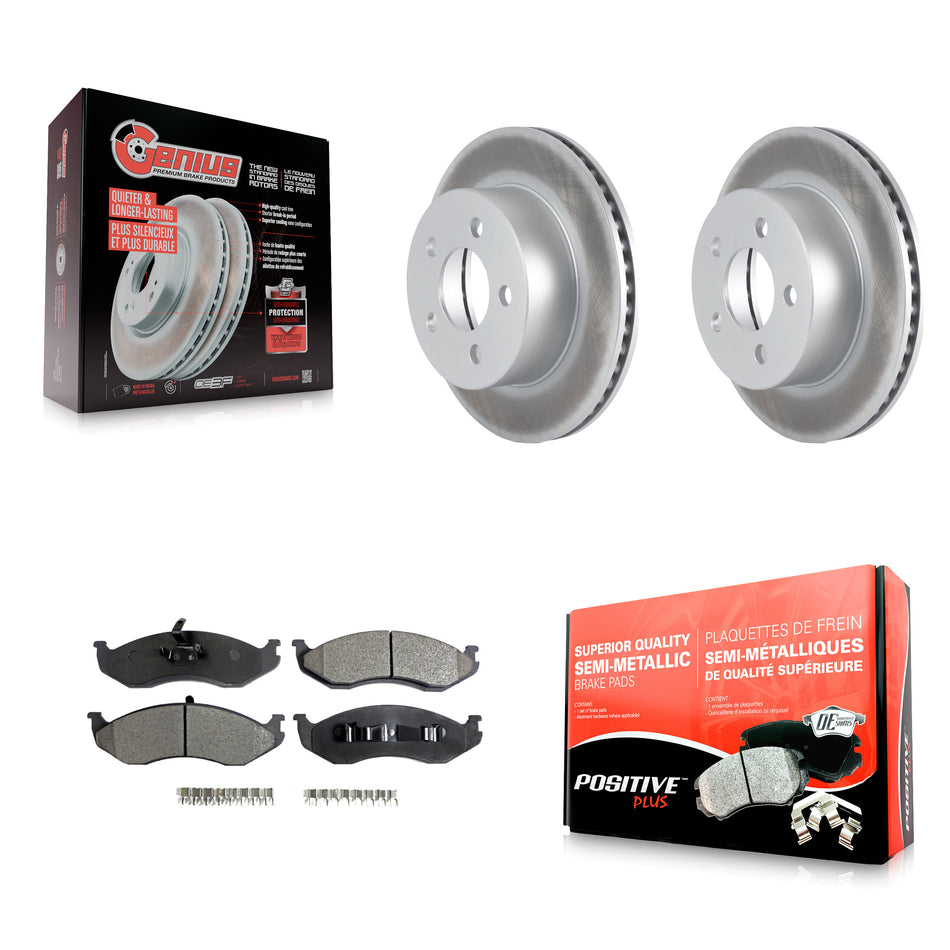 Front Coated Disc Brake Rotors And Semi-Metallic Pads Kit For Jeep Wrangler Cherokee Grand Wagoneer TJ KGF-100138