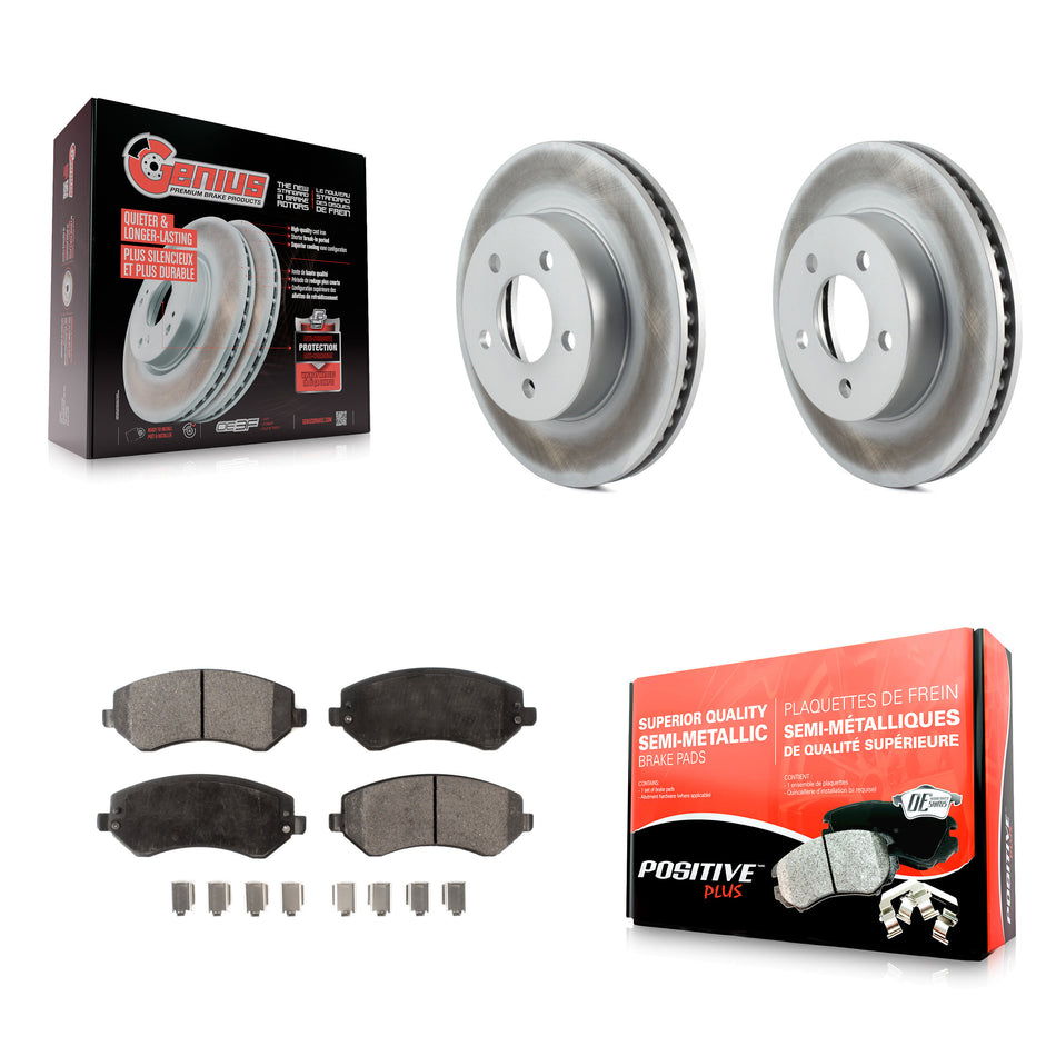 Front Coated Disc Brake Rotors And Semi-Metallic Pads Kit For 2002-2007 Jeep Liberty KGF-100141