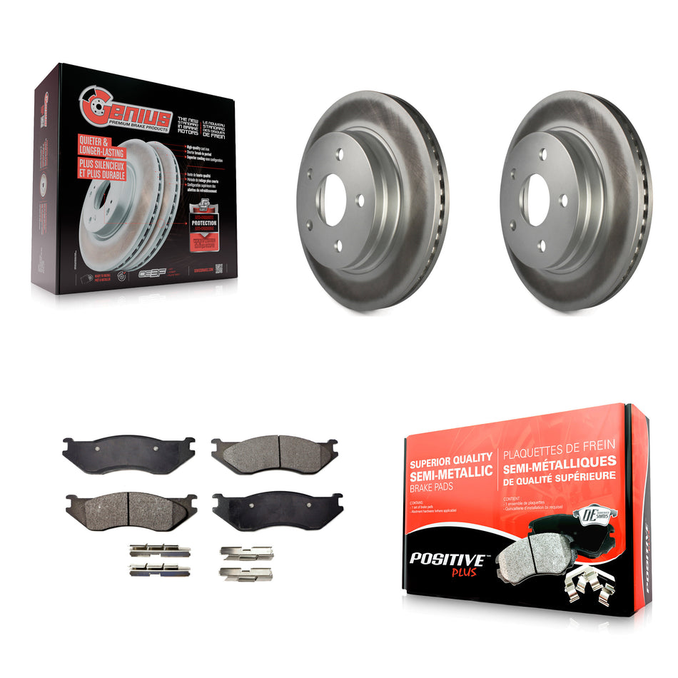 Front Coated Disc Brake Rotors And Semi-Metallic Pads Kit For Dodge Ram 1500 Durango KGF-100147
