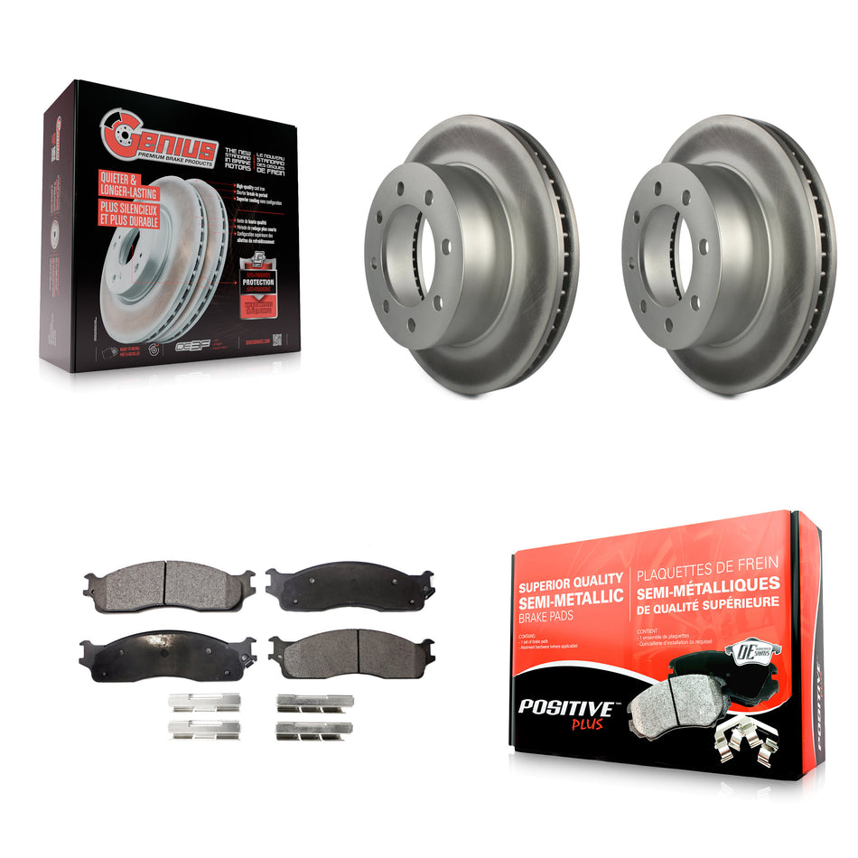 Front Coated Disc Brake Rotors And Semi-Metallic Pads Kit For Dodge Ram 2500 1500 3500 KGF-100148