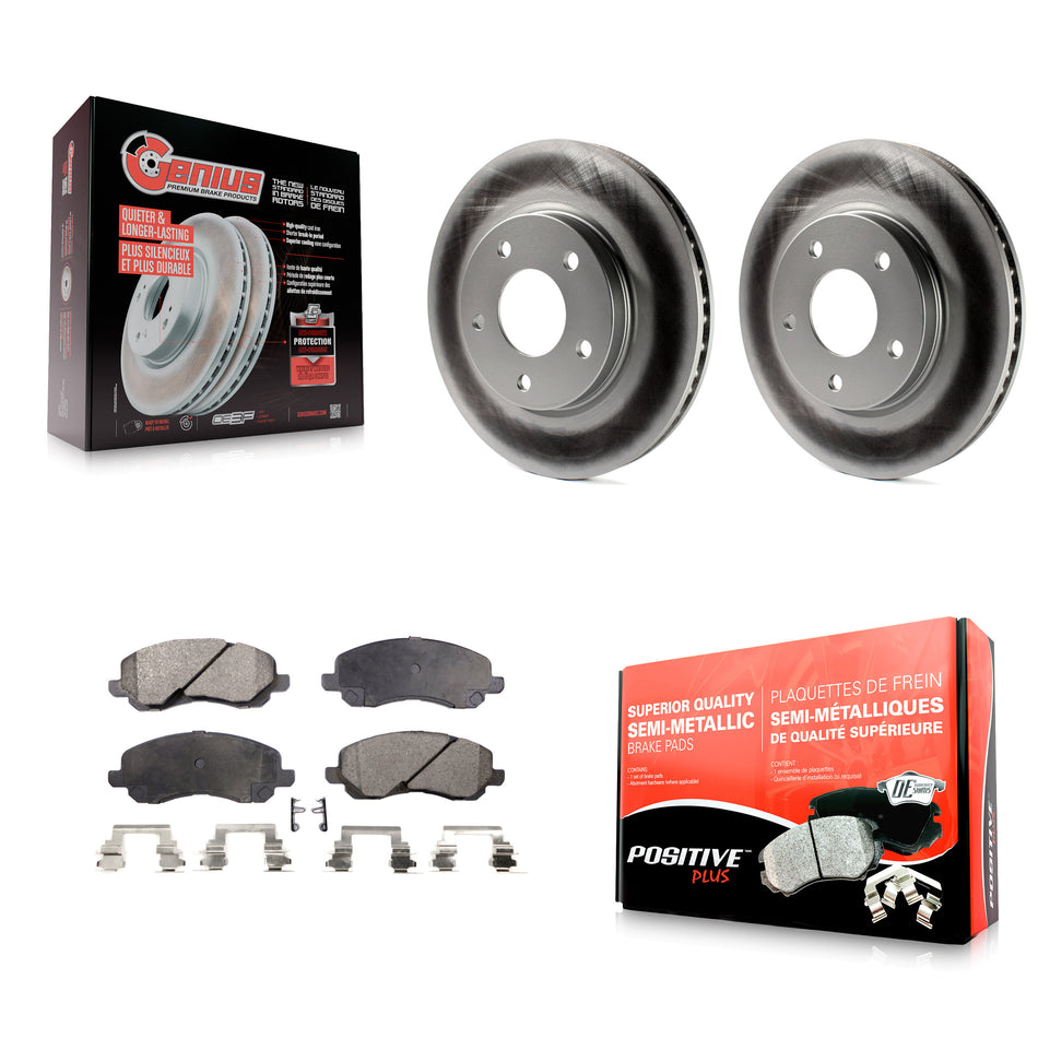 Front Coated Disc Brake Rotors And Semi-Metallic Pads Kit For Dodge Caliber Mitsubishi Lancer KGF-100158