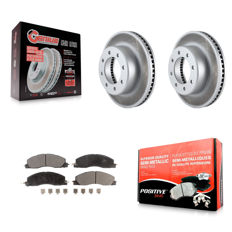 Front Coated Disc Brake Rotors And Semi-Metallic Pads Kit For Ram 2500 3500 1500 Dodge KGF-100167