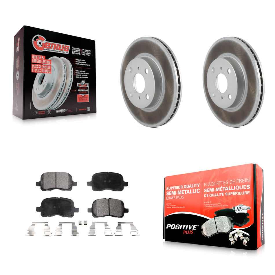 Front Coated Disc Brake Rotors And Semi-Metallic Pads Kit For 1998-2002 Toyota Corolla Chevrolet Prizm KGF-100192