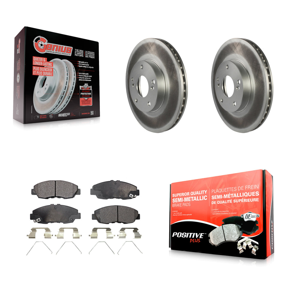 Front Coated Disc Brake Rotors And Semi-Metallic Pads Kit For 2014-2015 Honda Civic Touring KGF-100207