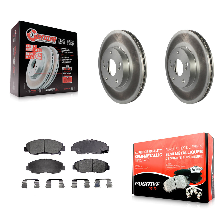 Front Coated Disc Brake Rotors And Semi-Metallic Pads Kit For 2011 Honda Civic GX KGF-100208