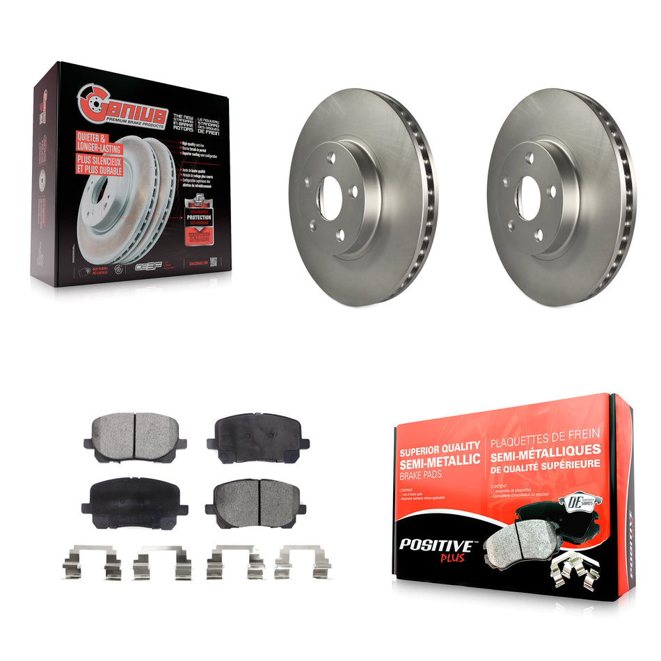 Front Coated Disc Brake Rotors And Semi-Metallic Pads Kit For 2003-2008 Toyota Corolla Matrix Pontiac Vibe KGF-100232