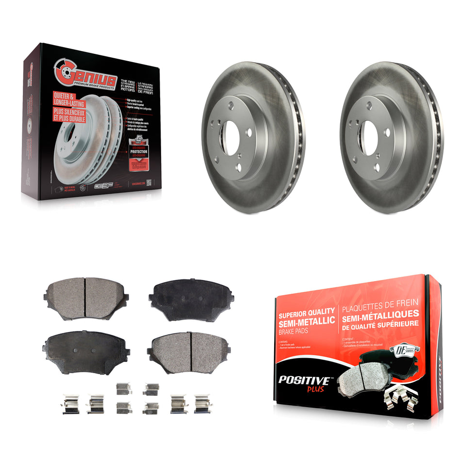 Front Coated Disc Brake Rotors And Semi-Metallic Pads Kit For Toyota RAV4 KGF-100243