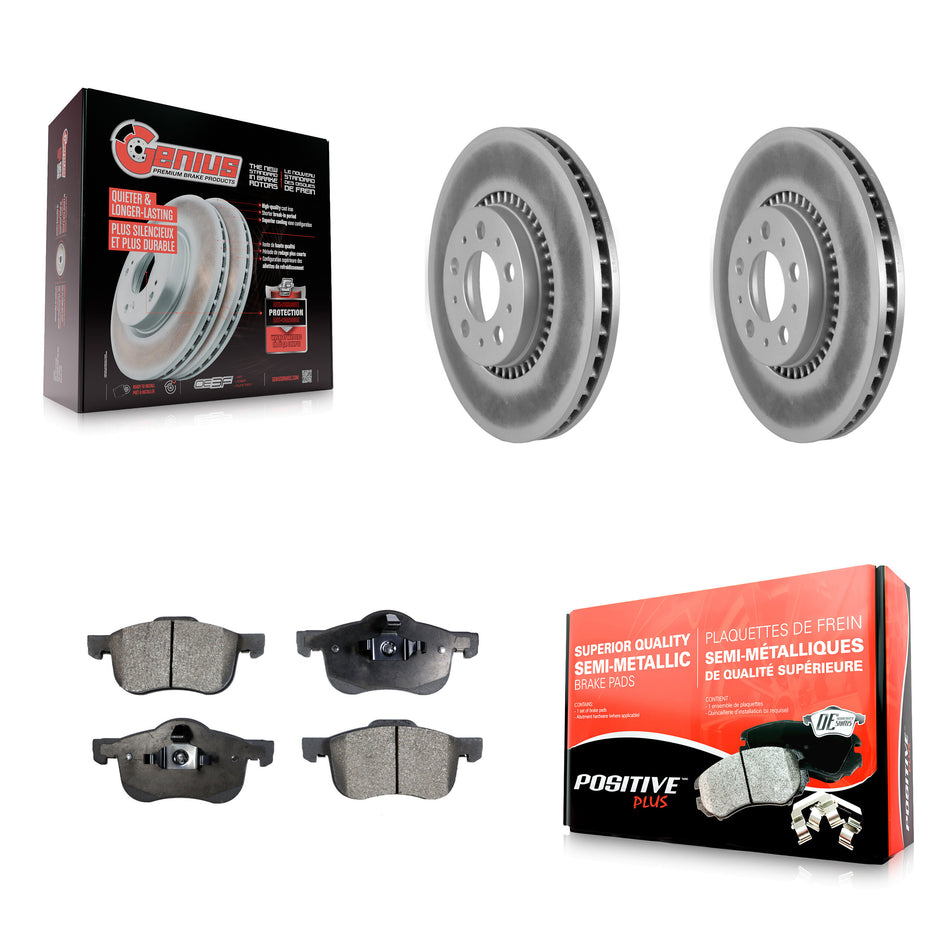 Front Coated Disc Brake Rotors And Semi-Metallic Pads Kit For Volvo S60 V70 XC70 S80 KGF-100247