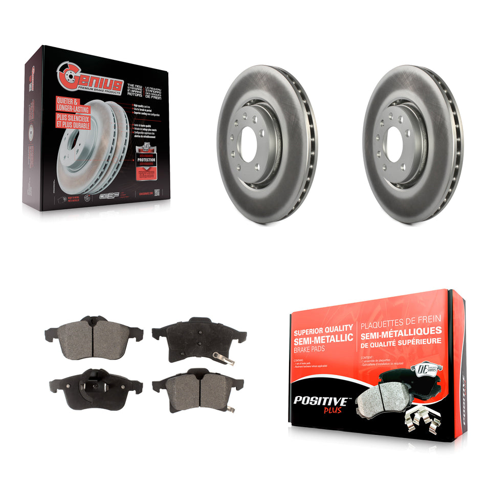 Front Coated Disc Brake Rotors And Semi-Metallic Pads Kit For 2008-2009 Saturn Astra KGF-100248