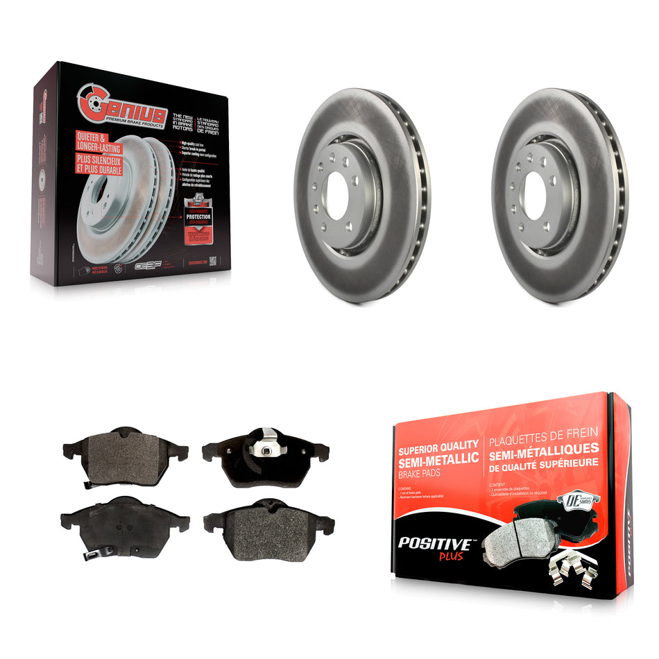 Front Coated Disc Brake Rotors And Semi-Metallic Pads Kit For Saab 9-5 9-3 KGF-100249