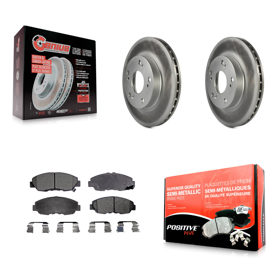 Front Coated Disc Brake Rotors And Semi-Metallic Pads Kit For Honda Civic KGF-100251