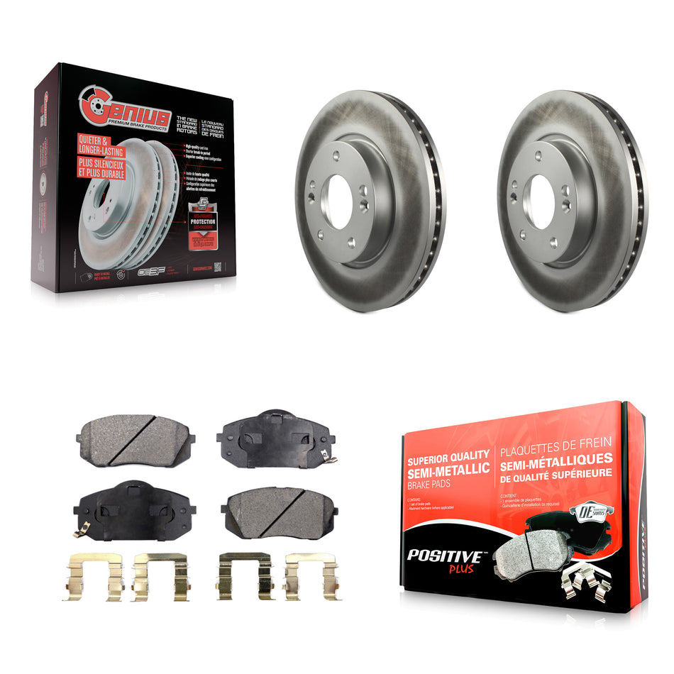 Front Coated Disc Brake Rotors And Semi-Metallic Pads Kit For 2010-2012 Kia Rondo KGF-100259