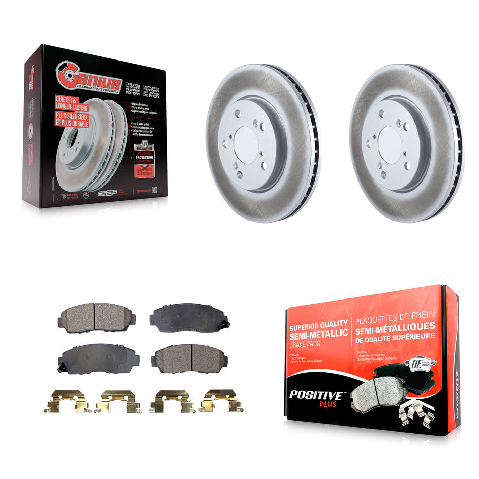 Front Coated Disc Brake Rotors And Semi-Metallic Pads Kit For 2005-2010 Honda Odyssey KGF-100293