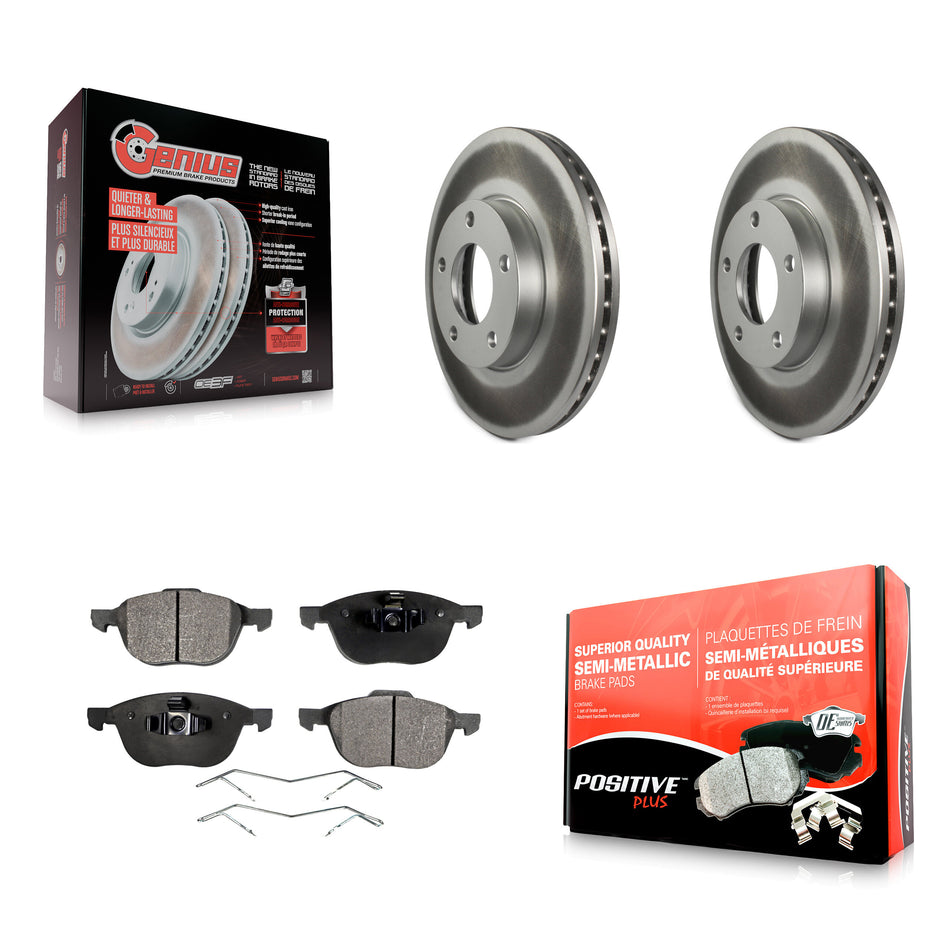 Front Coated Disc Brake Rotors And Semi-Metallic Pads Kit For Mazda 3 Sport KGF-100294