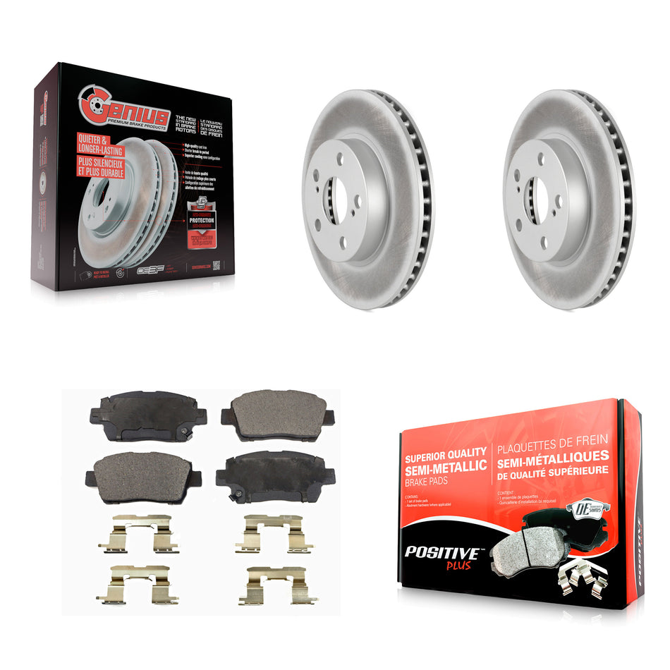 Front Coated Disc Brake Rotors And Semi-Metallic Pads Kit For 2004-2009 Toyota Prius KGF-100297
