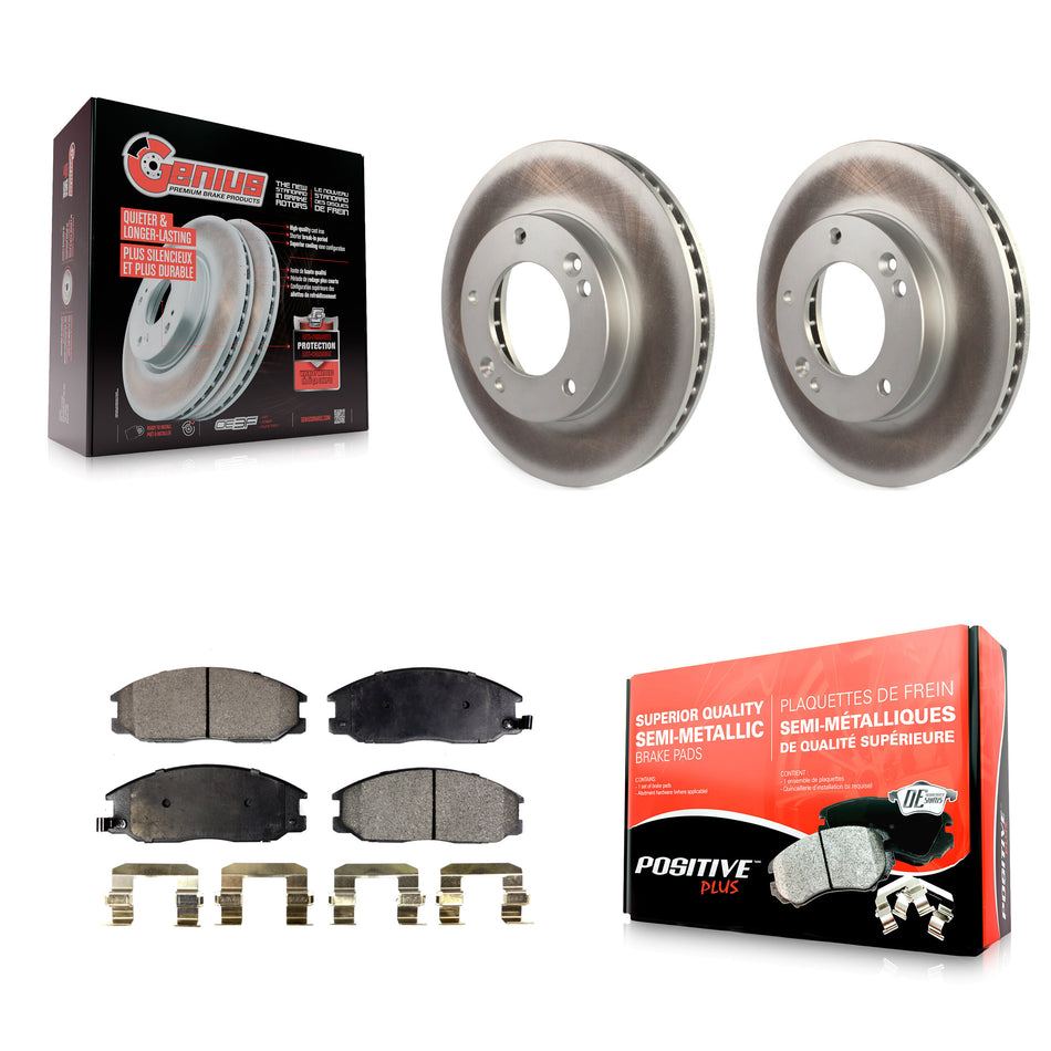 Front Coated Disc Brake Rotors And Semi-Metallic Pads Kit For 2003-2006 Kia Sorento KGF-100303