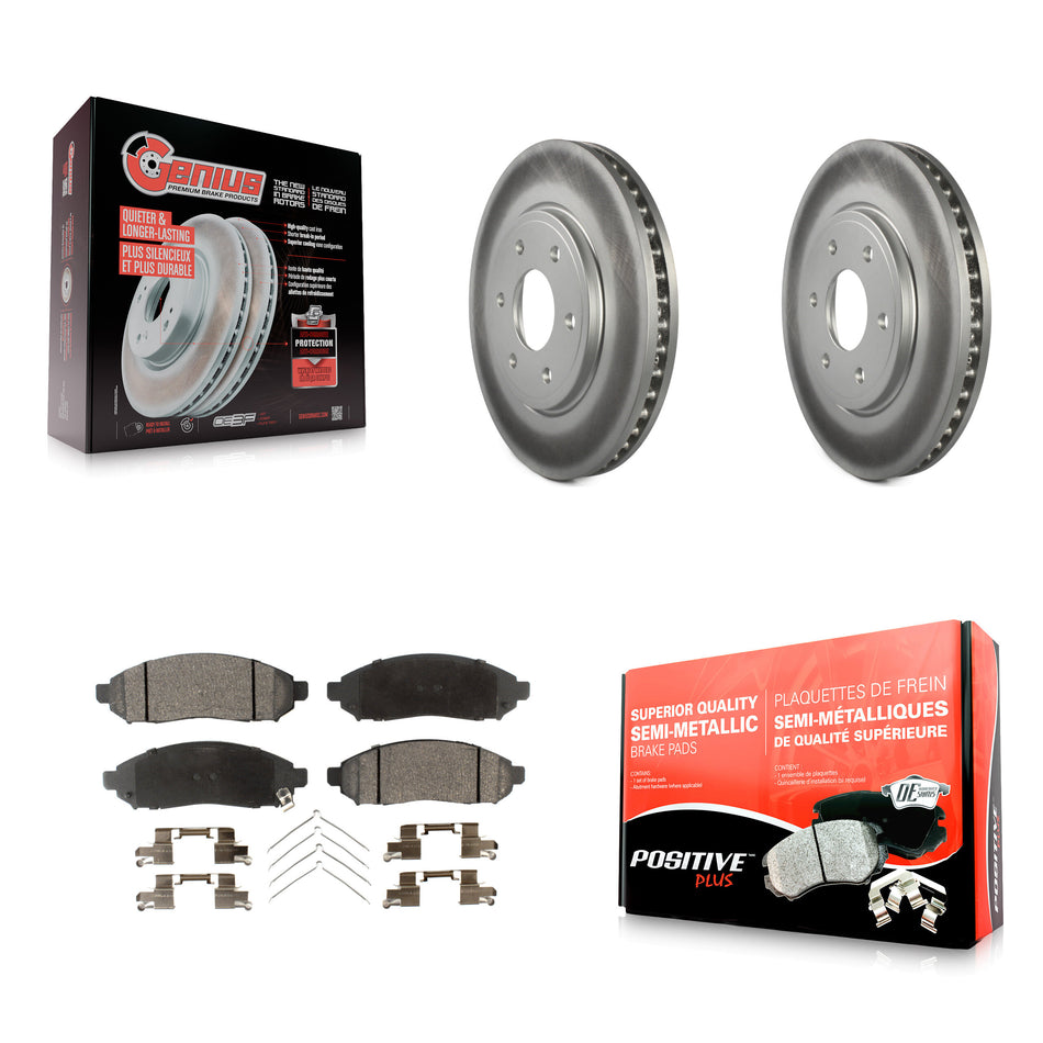 Front Coated Disc Brake Rotors And Semi-Metallic Pads Kit For Nissan Frontier Suzuki Equator 2.5L KGF-100313