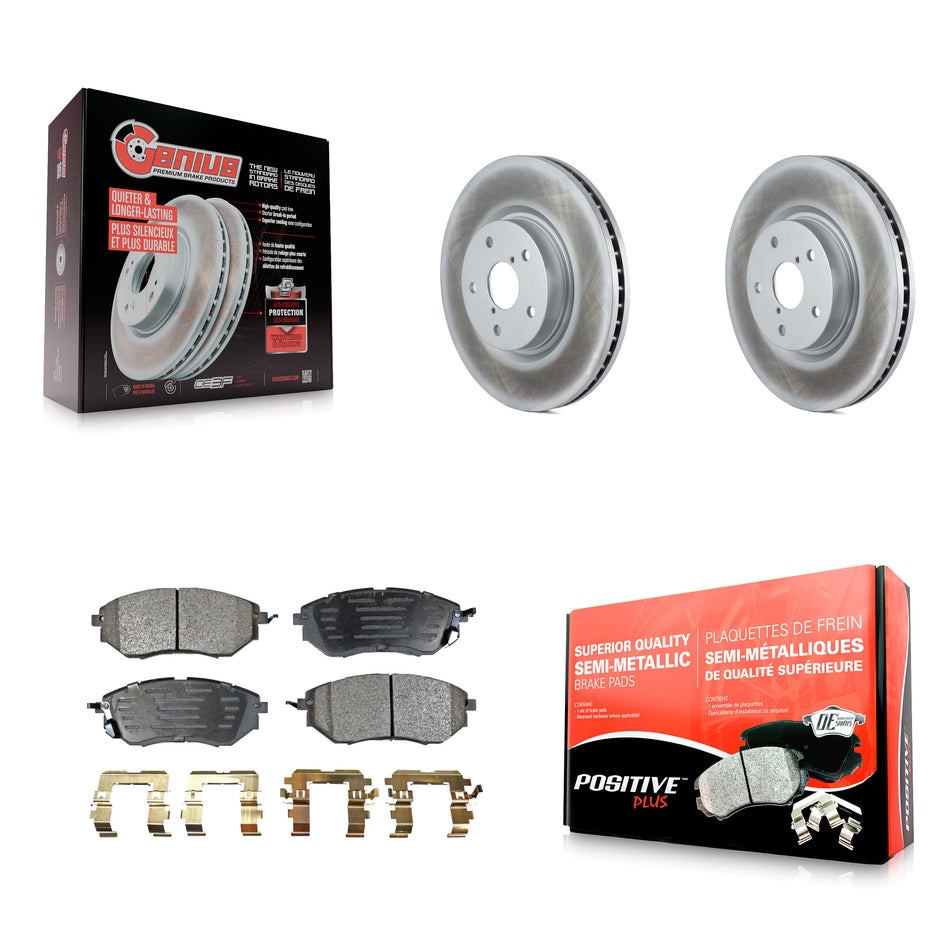 Front Coated Disc Brake Rotors And Semi-Metallic Pads Kit For Subaru Outback Legacy WRX Tribeca B9 KGF-100317