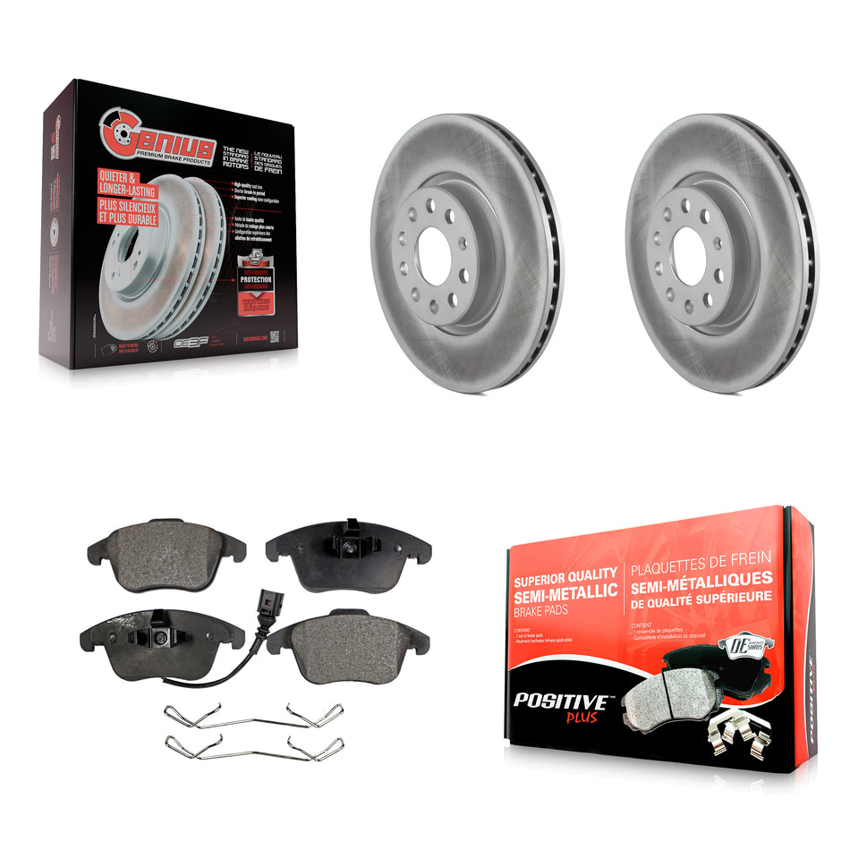 Front Coated Disc Brake Rotors And Semi-Metallic Pads Kit For Volkswagen Passat Tiguan Audi Q3 Quattro Limited KGF-100320