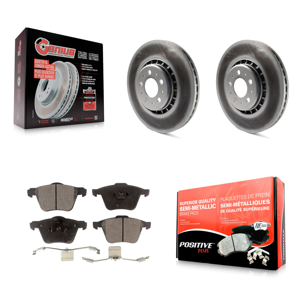 Front Coated Disc Brake Rotors And Semi-Metallic Pads Kit For 2003-2014 Volvo XC90 With 336mm Diameter Rotor KGF-100326