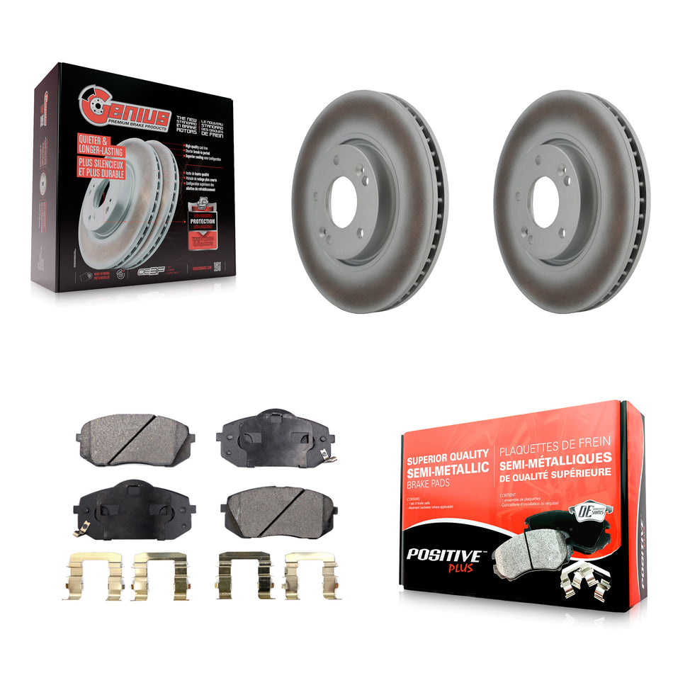 Front Coated Disc Brake Rotors And Semi-Metallic Pads Kit For Hyundai Tucson Kia Sportage Soul EV KGF-100333