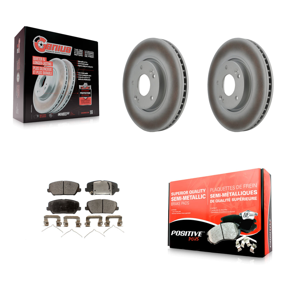 Front Coated Disc Brake Rotors And Semi-Metallic Pads Kit For Kia Forte Hyundai Veloster Forte5 KGF-100342