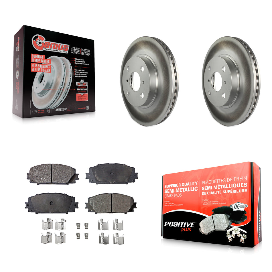 Front Coated Disc Brake Rotors And Semi-Metallic Pads Kit For Toyota Yaris Prius C Scion iQ KGF-100351