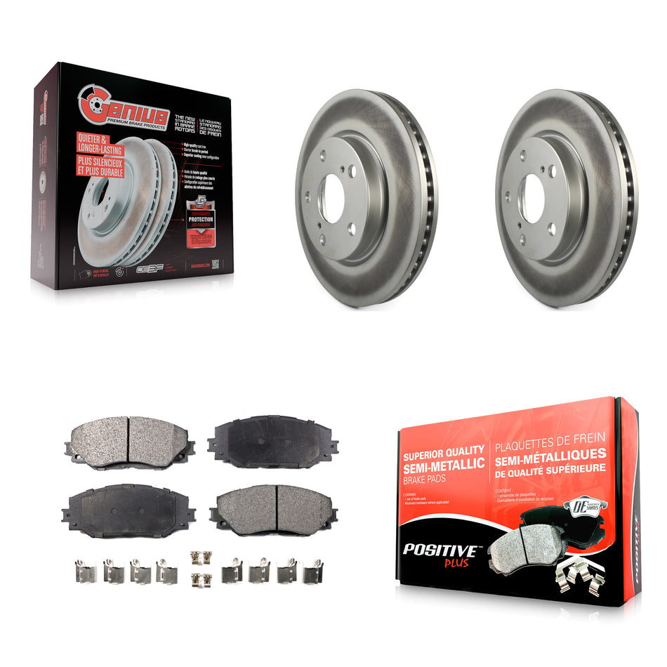 Front Coated Disc Brake Rotors And Semi-Metallic Pads Kit For Toyota RAV4 Scion xB Prius V Lexus HS250h KGF-100352