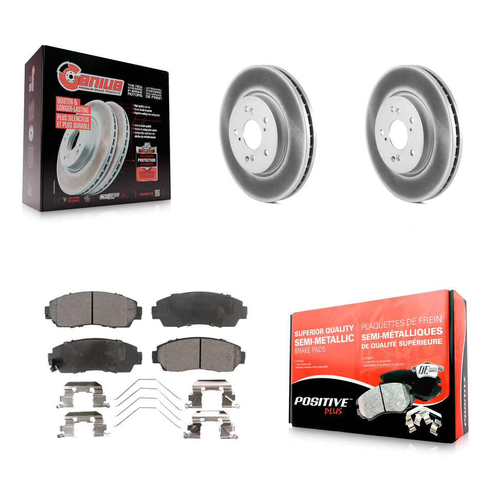 Front Coated Disc Brake Rotors And Semi-Metallic Pads Kit For Honda CR-V Crosstour Accord KGF-100360