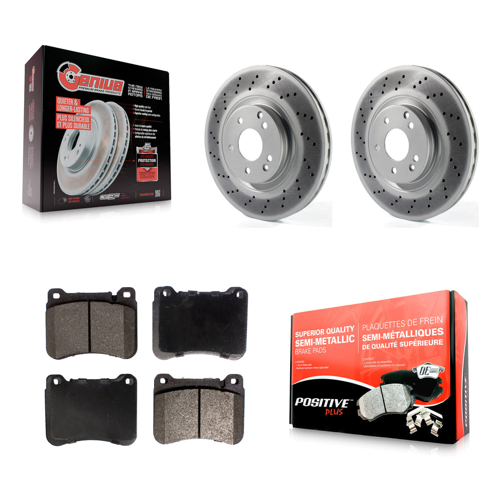 Front Coated Disc Brake Rotors And Semi-Metallic Pads Kit For Mercedes-Benz C230 CLK350 C320 SLK350 SLK300 KGF-100361