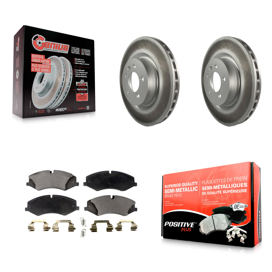 Front Coated Disc Brake Rotors And Semi-Metallic Pads Kit For Land Rover Range Sport LR4 Discovery KGF-100366