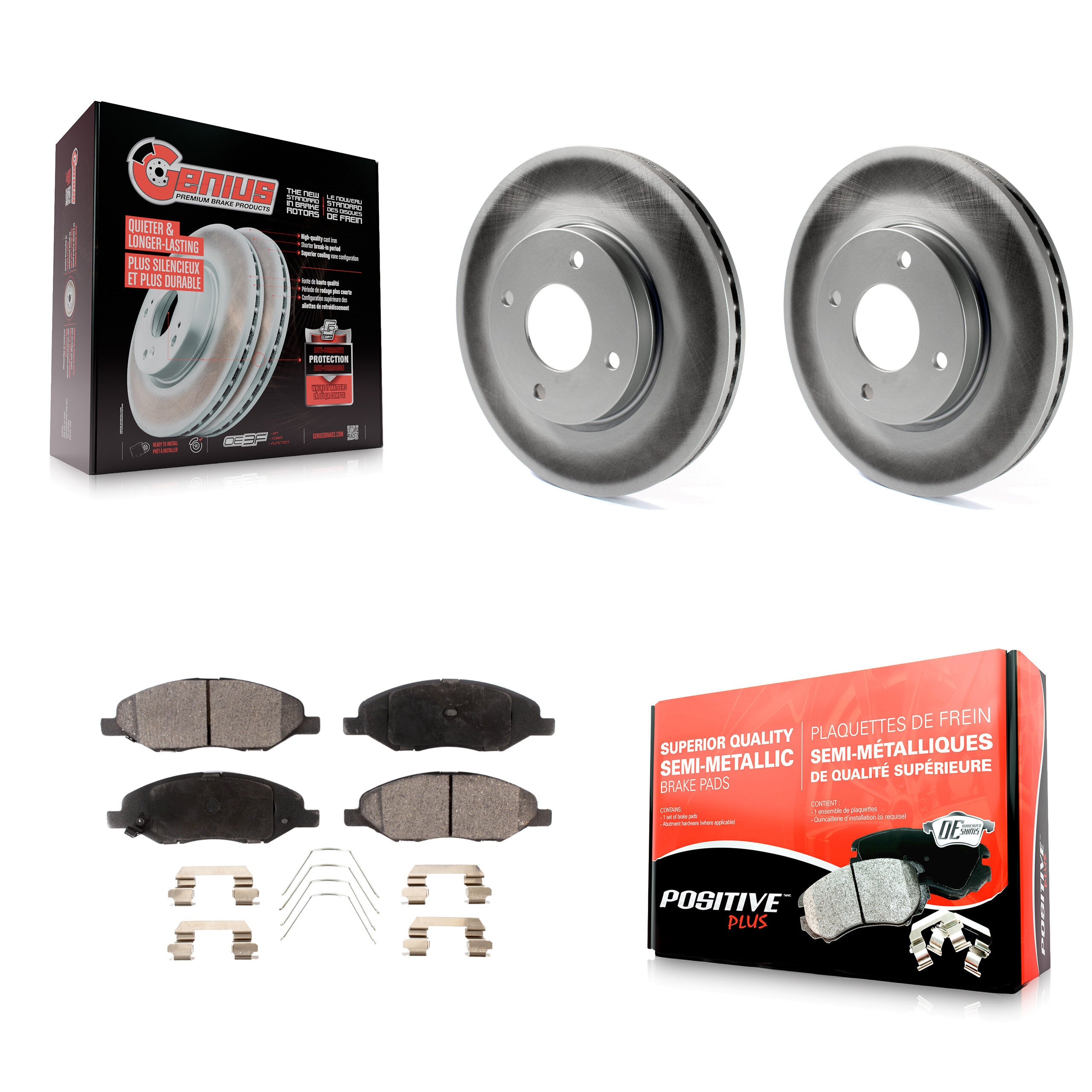 Front Coated Disc Brake Rotor And Semi-Metallic Pad Kit For 2008 Nissan Versa 4-Wheel ABS KGF-100374