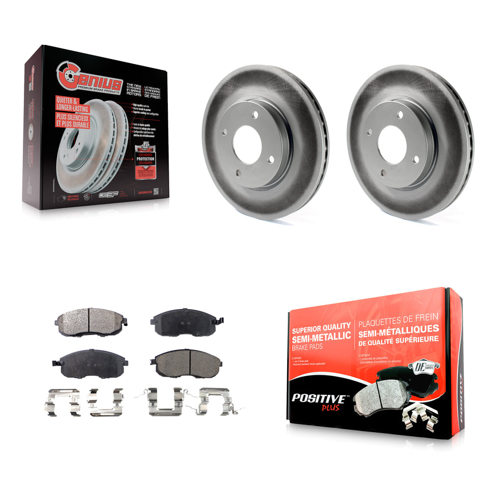 Front Coated Disc Brake Rotors And Semi-Metallic Pads Kit For Nissan Sentra Versa Cube KGF-100375