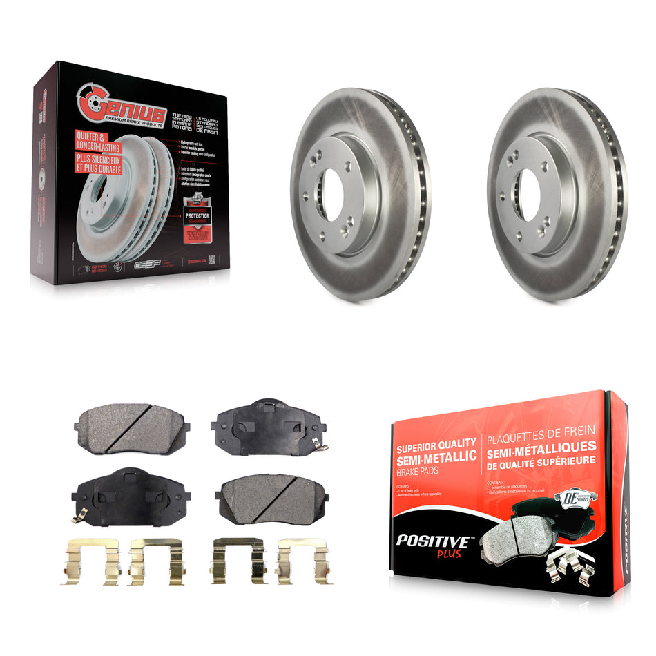 Front Coated Disc Brake Rotors And Semi-Metallic Pads Kit For 2007-2009 Kia Rondo KGF-100384