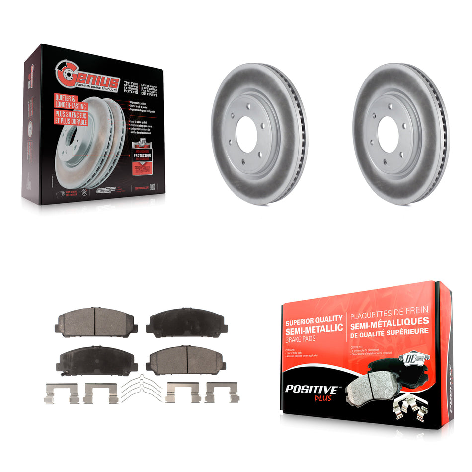 Front Coated Disc Brake Rotors And Semi-Metallic Pads Kit For Nissan TITAN Armada INFINITI QX80 QX56 KGF-100391