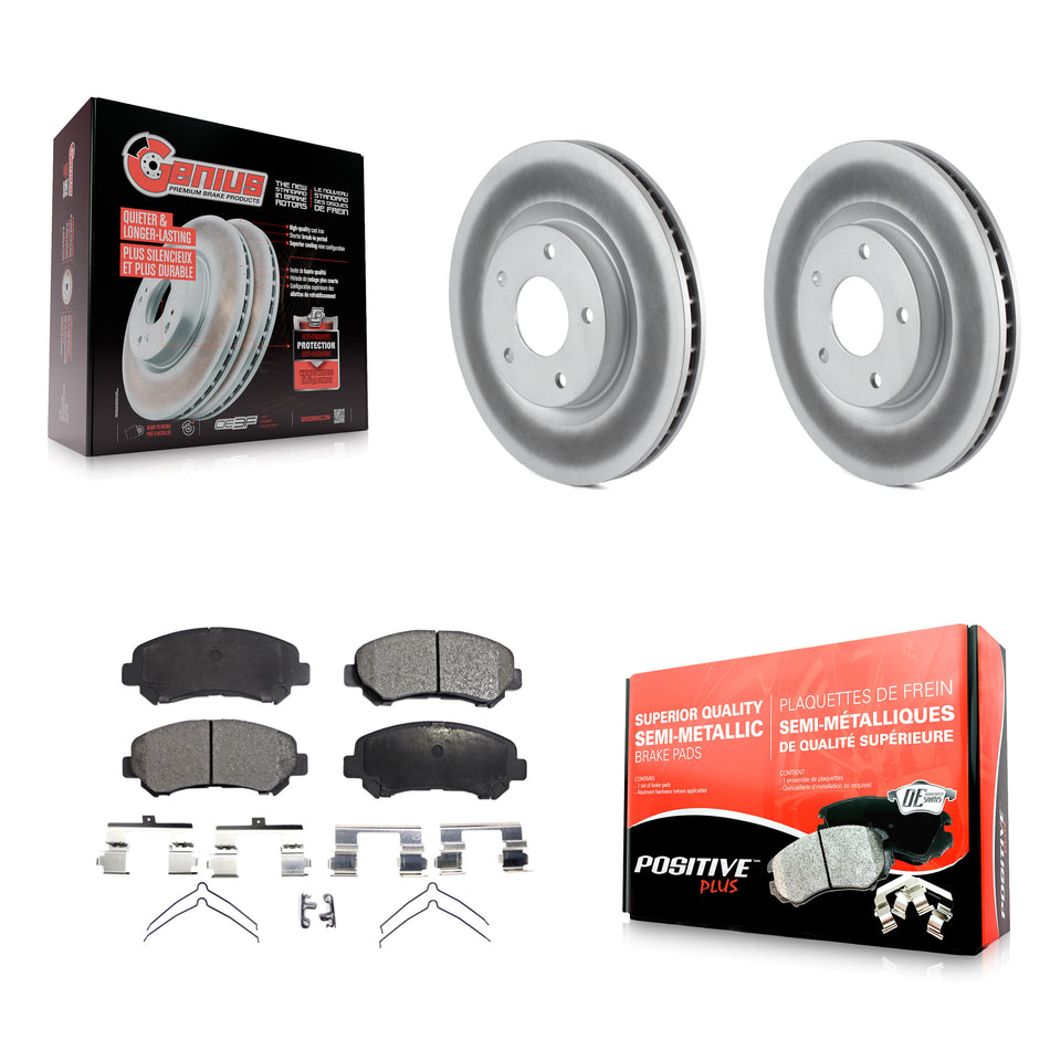 Front Coated Disc Brake Rotors And Semi-Metallic Pads Kit For Nissan Rogue Select KGF-100393