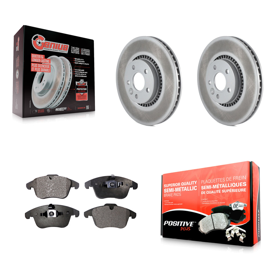 Front Coated Disc Brake Rotors And Semi-Metallic Pads Kit For 2008-2015 Land Rover LR2 KGF-100397