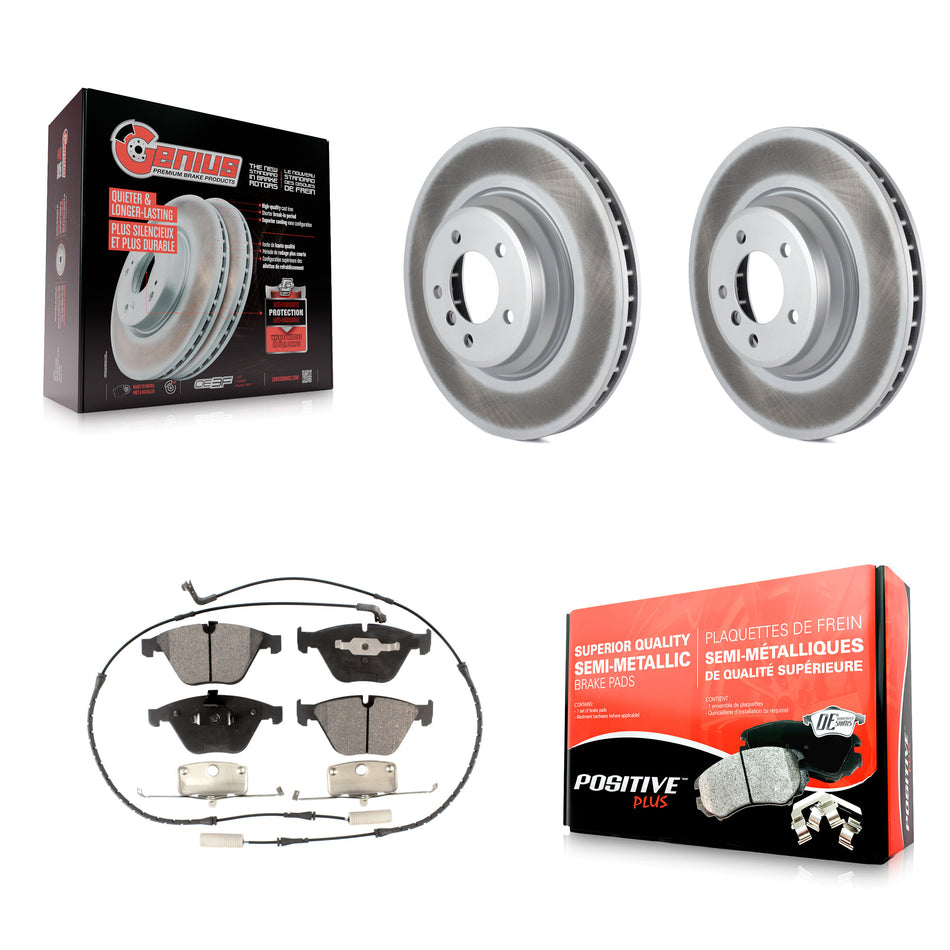 Front Coated Disc Brake Rotors And Semi-Metallic Pads Kit For BMW 335i xDrive X1 335d 335xi 335is KGF-100401