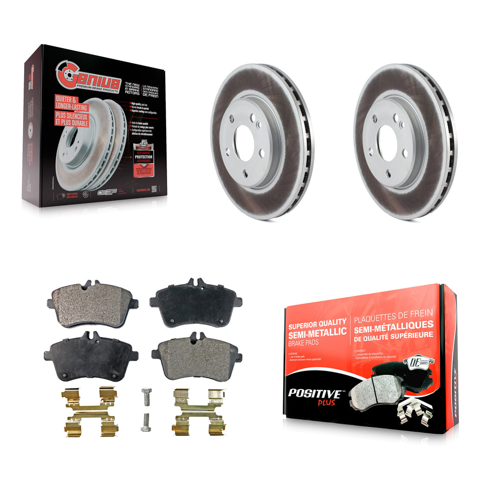 Front Coated Disc Brake Rotors And Semi-Metallic Pads Kit For 2006-2011 Mercedes-Benz B200 KGF-100407