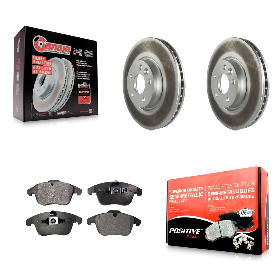 Front Coated Disc Brake Rotors And Semi-Metallic Pads Kit For Volvo S60 XC70 S80 Land Rover Range Evoque V60 V70 KGF-100419