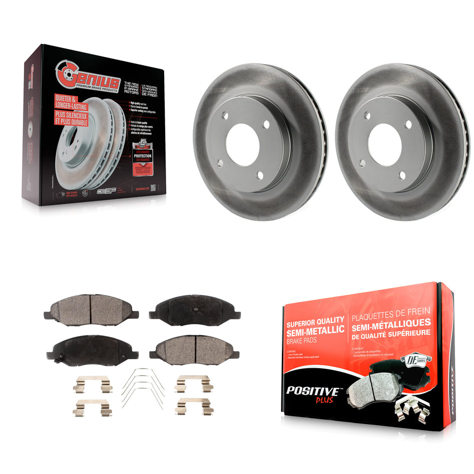 Front Coated Disc Brake Rotors And Semi-Metallic Pads Kit For 2009-2011 Nissan Versa 1.6L KGF-100427