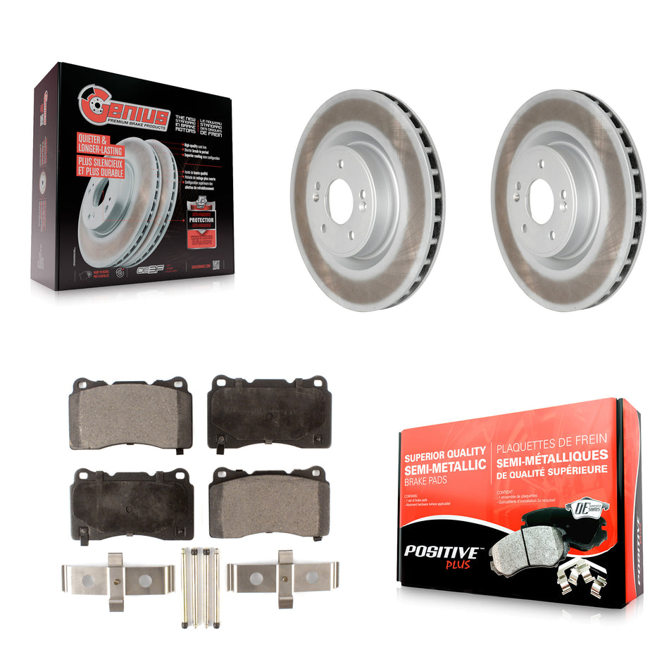 Front Coated Disc Brake Rotors And Semi-Metallic Pads Kit For Hyundai Genesis Coupe KGF-100428
