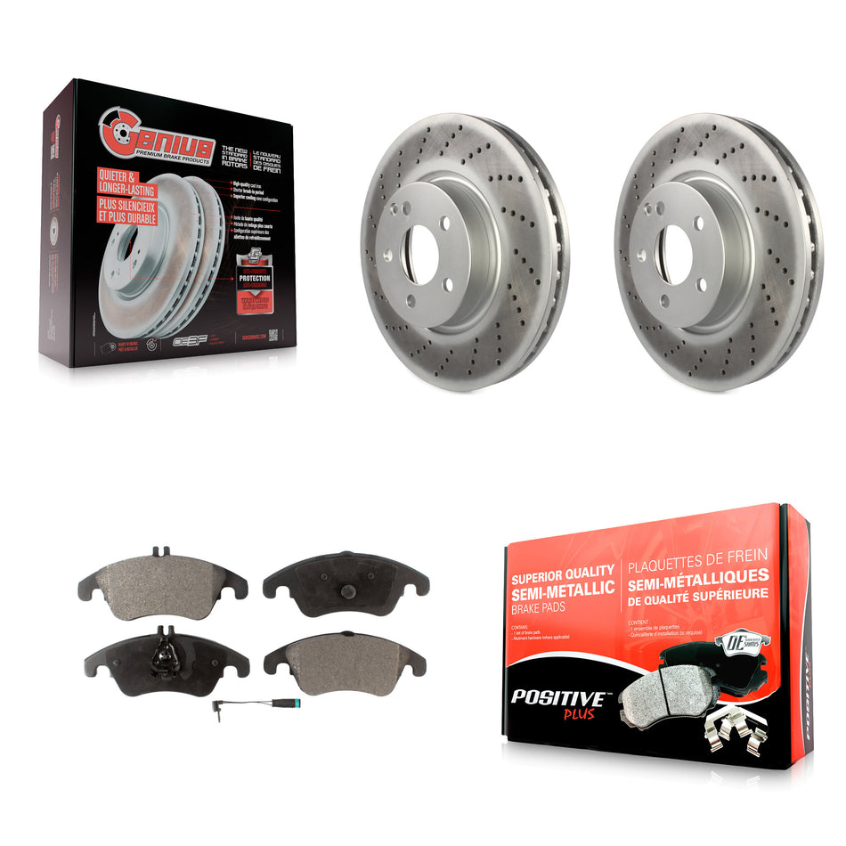 Front Coated Disc Brake Rotors And Semi-Metallic Pads Kit For Mercedes-Benz E350 C300 C350 E400 E250 SLC300 KGF-100438